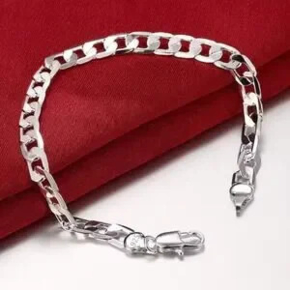 Elegant 4mm Silver Plated Cuban Necklace & Bracelet Set Men's Women's Gift NEW